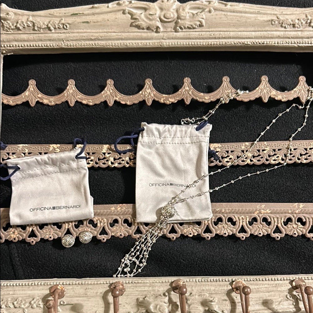 Officina Bernardi Silver Filigree Necklace and Earring Set